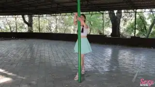 Cute Girl Street Pee and Pole Dance